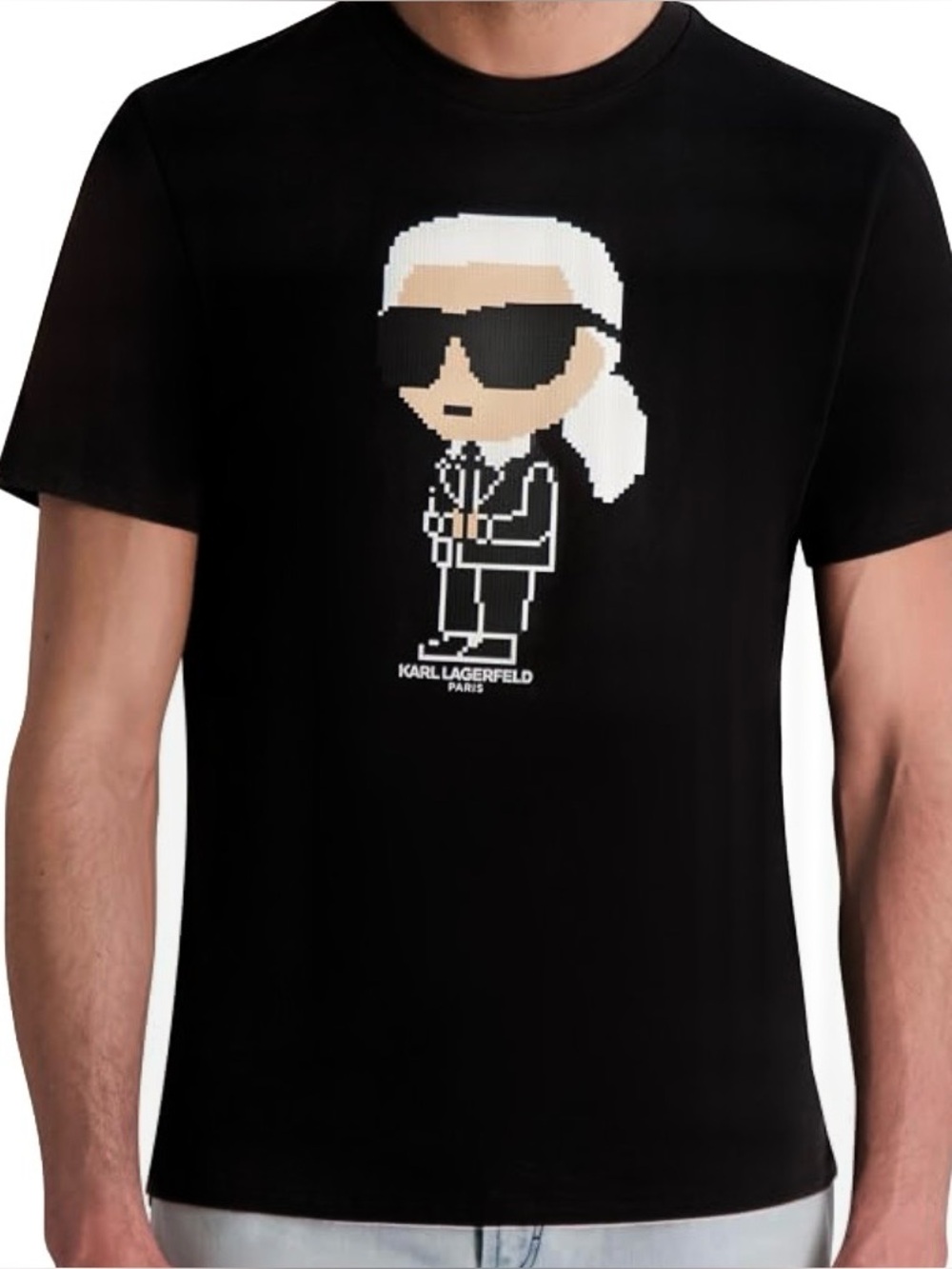 Karl Lagerfeld Men's Crewneck Pixel Graphic T-Shirt Size: 2XL